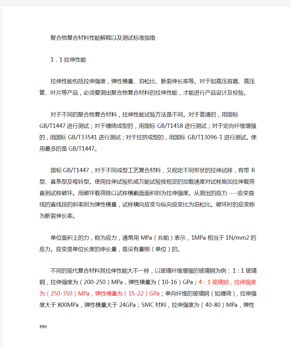 聚合物复合材料性能及测试标准