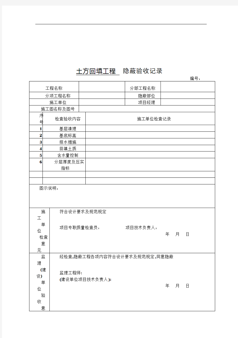 土方回填工程  隐蔽验收记录