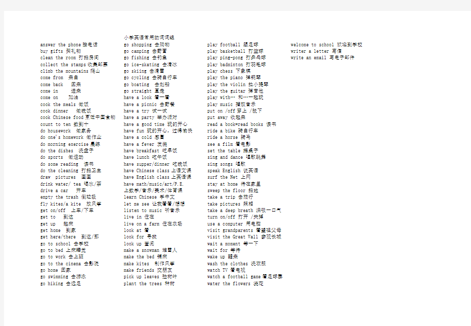 (完整版)小学英语常用动词词组