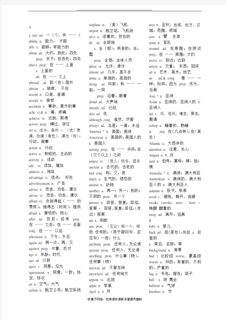 最新中考英语必备1600个词汇