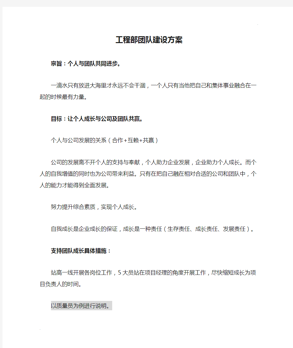 工程部团队建设方案