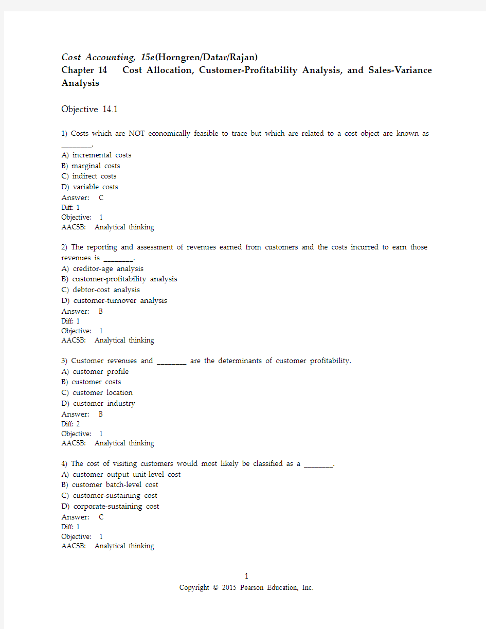 cost accounting test bank chapter 14