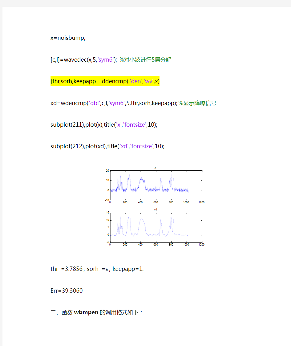 小波分析中MATLAB阈值获取函数及其应用附程序代码