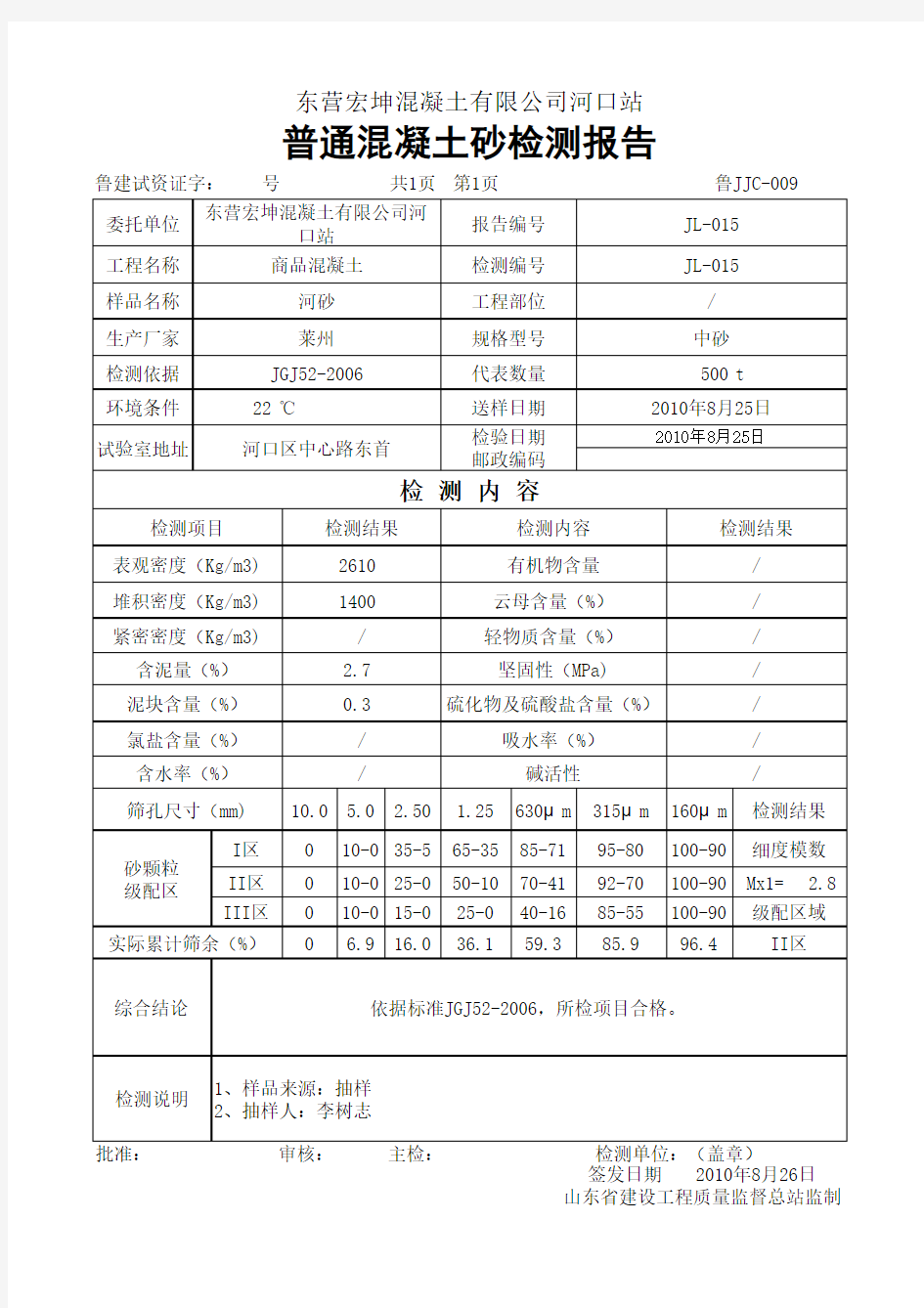 砂子试验报告