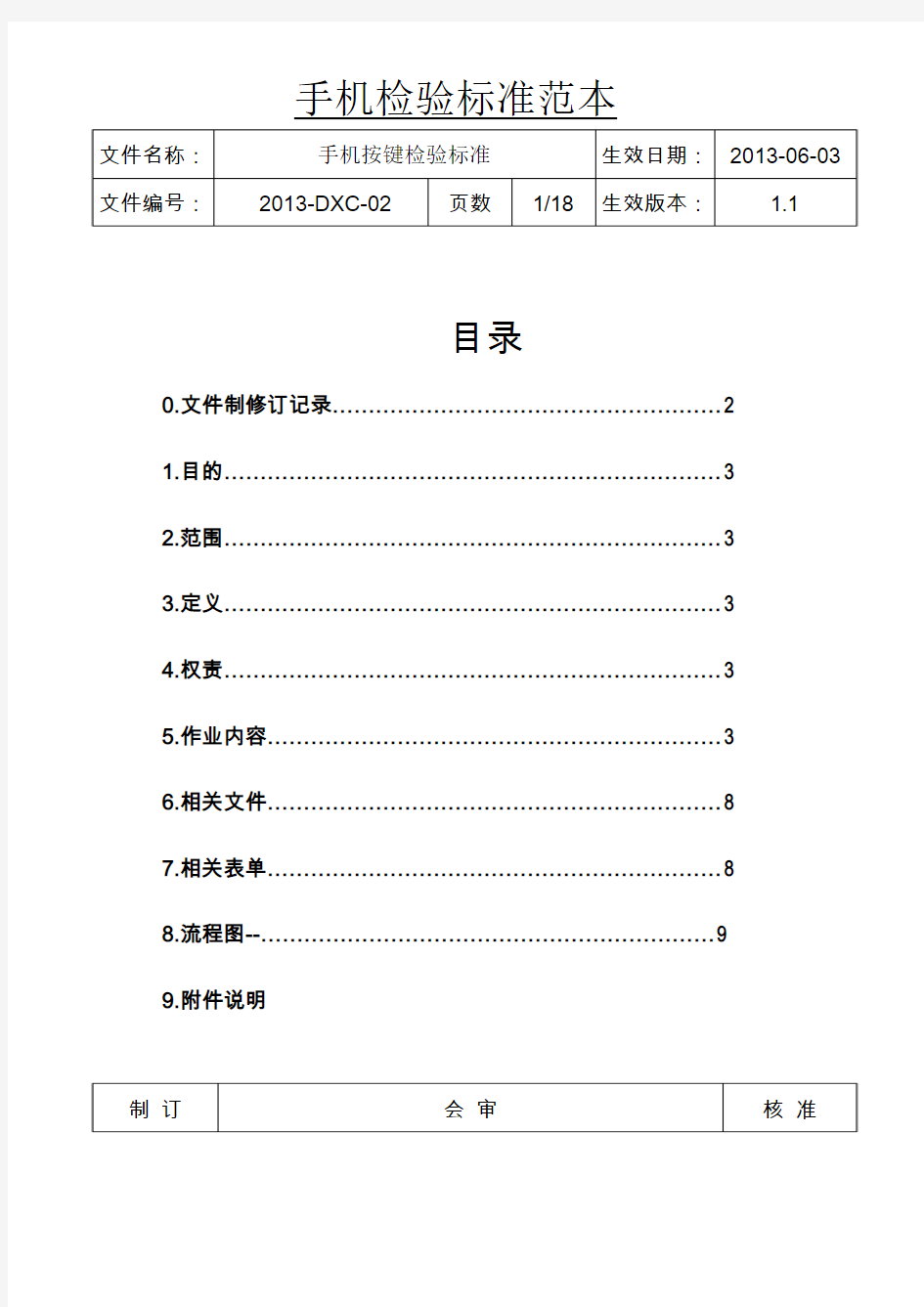 手机按键检验标准