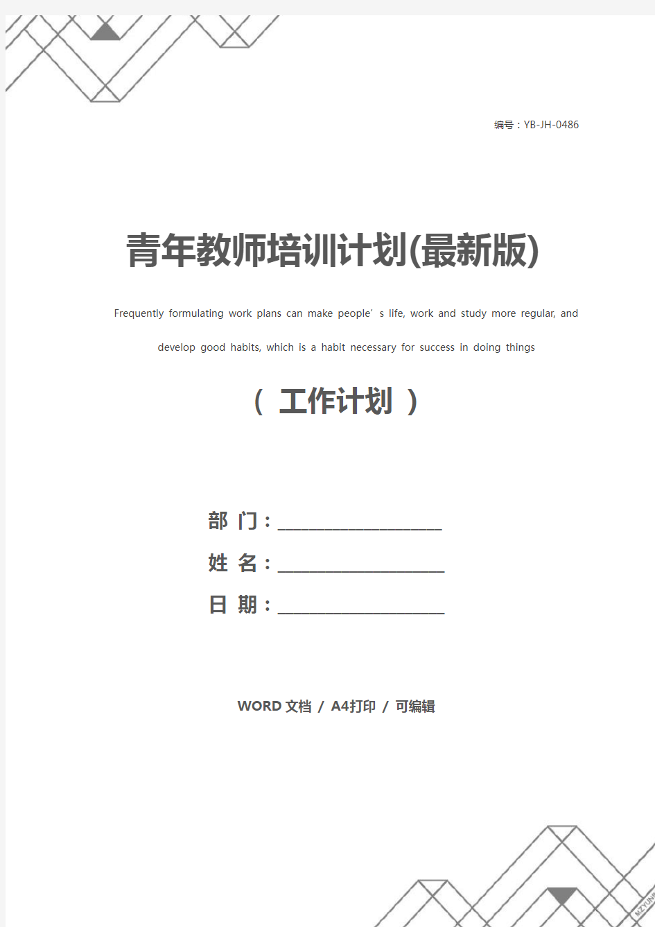 青年教师培训计划(最新版)