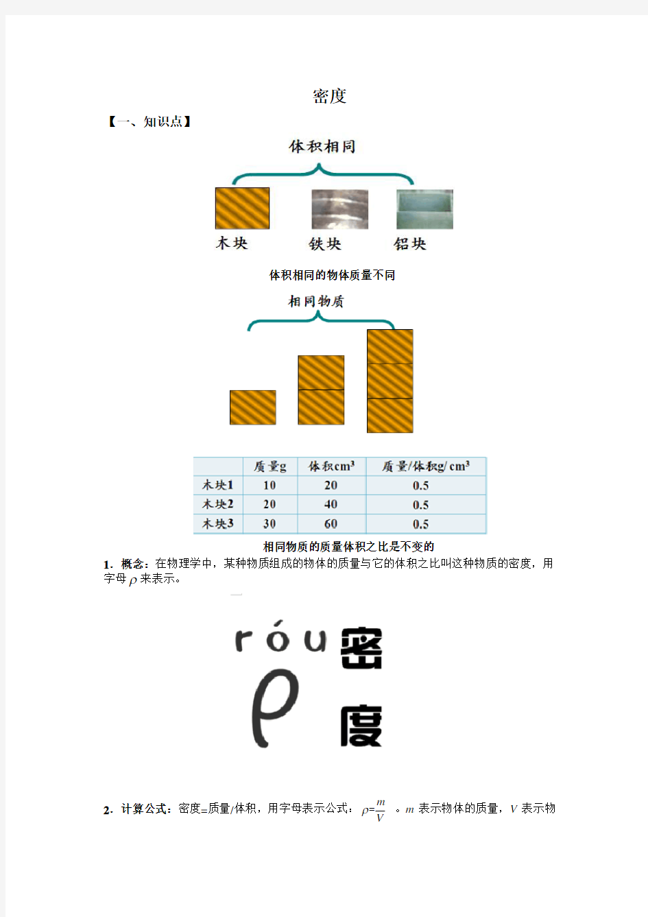 初中物理复习 密度