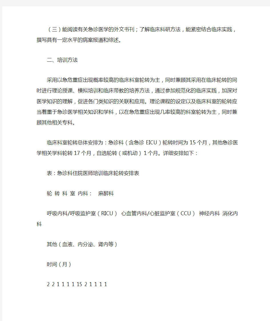 急诊科培训计划表doc