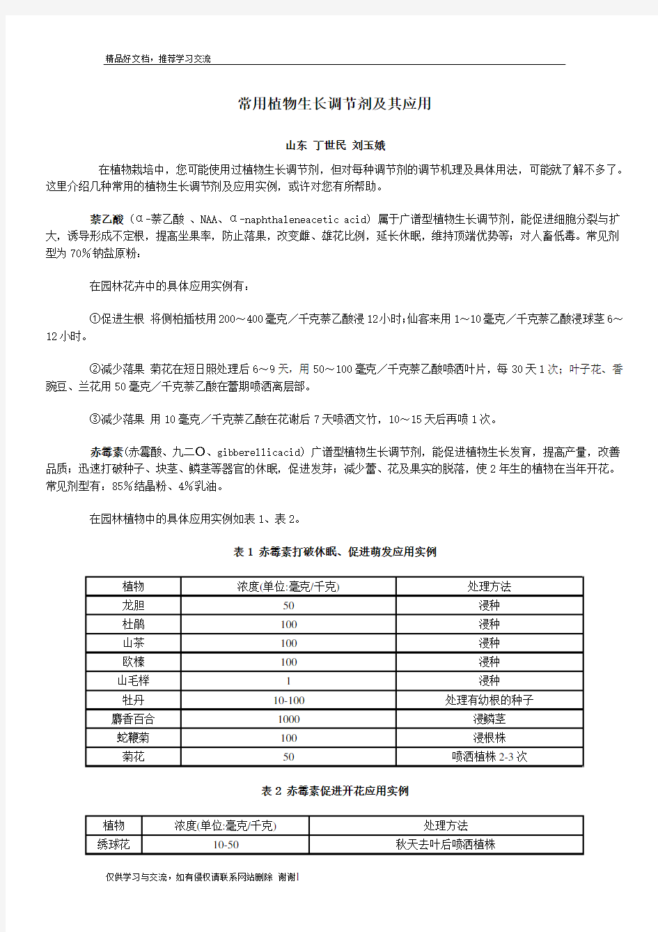 最新常用植物生长调节剂及其应用