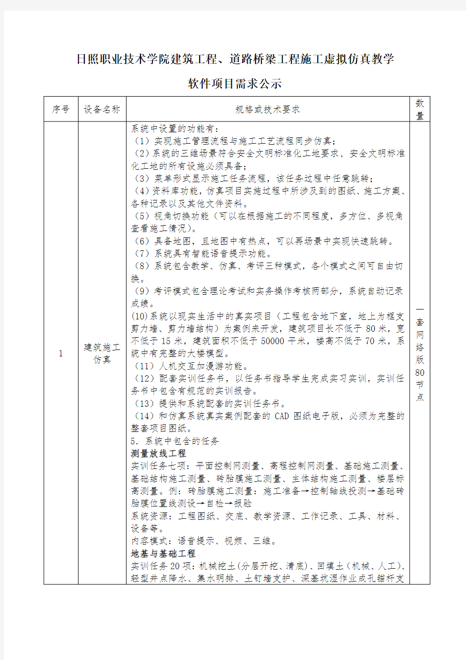 日照职业技术学院建筑工程、道路桥梁工程施工虚拟仿真教学