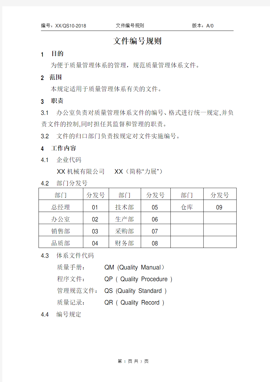 文件编号规则