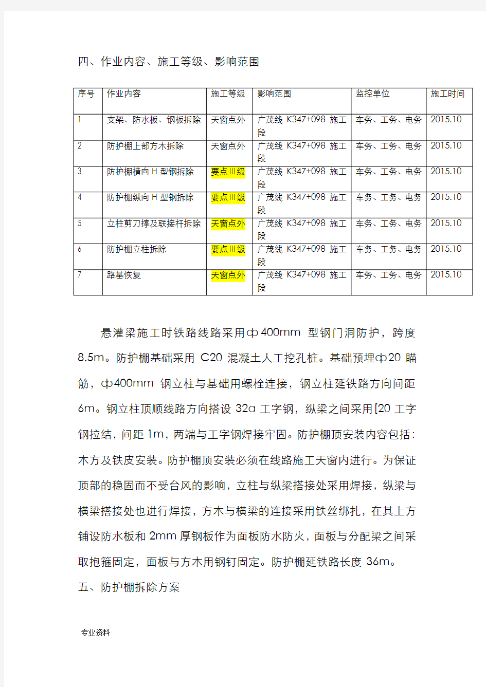 防护棚拆除方案