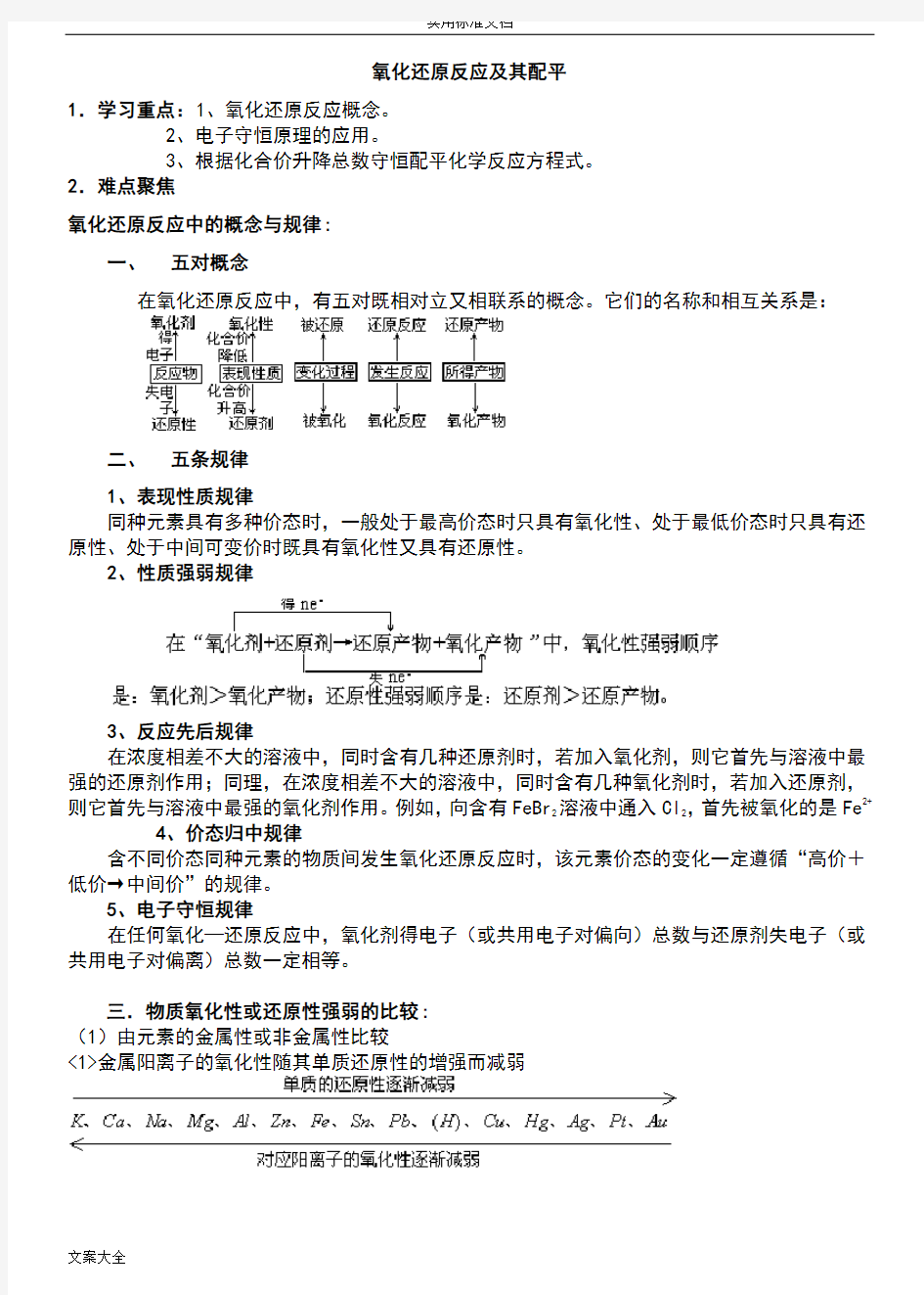 氧化还原反应配平原则