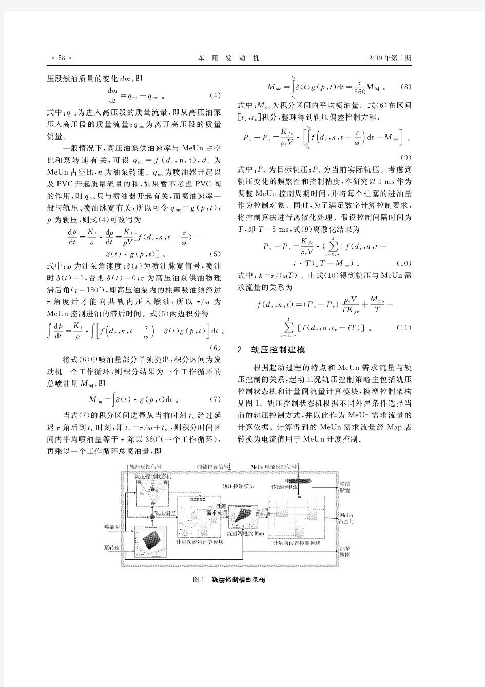 高压共轨柴油机起动工况的轨压控制