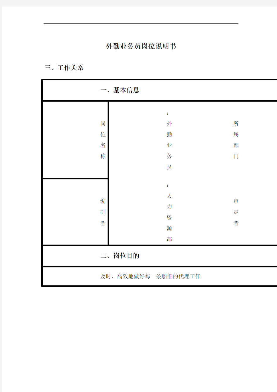 外勤业务员岗位职责