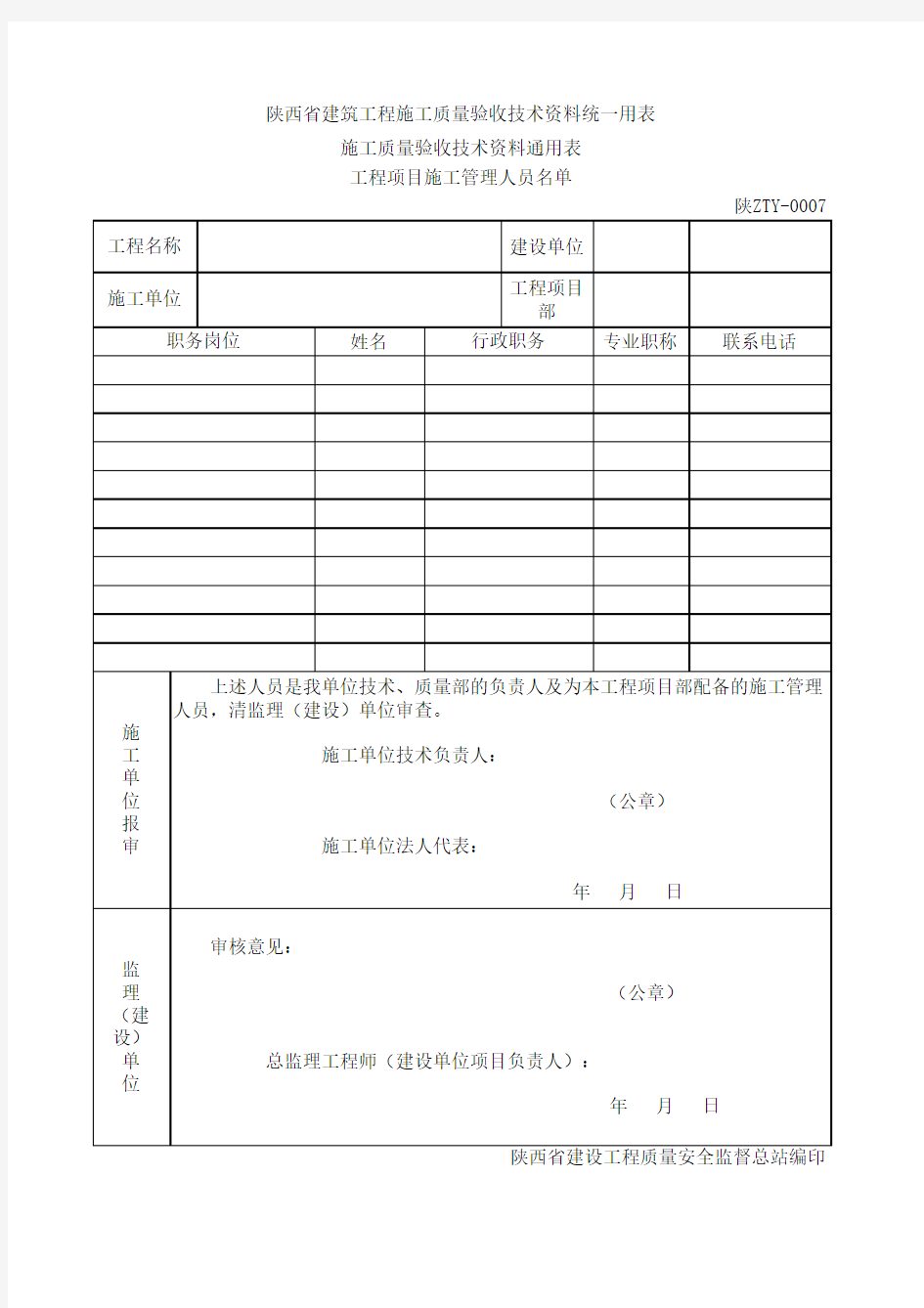 施工组织设计项目人员名单