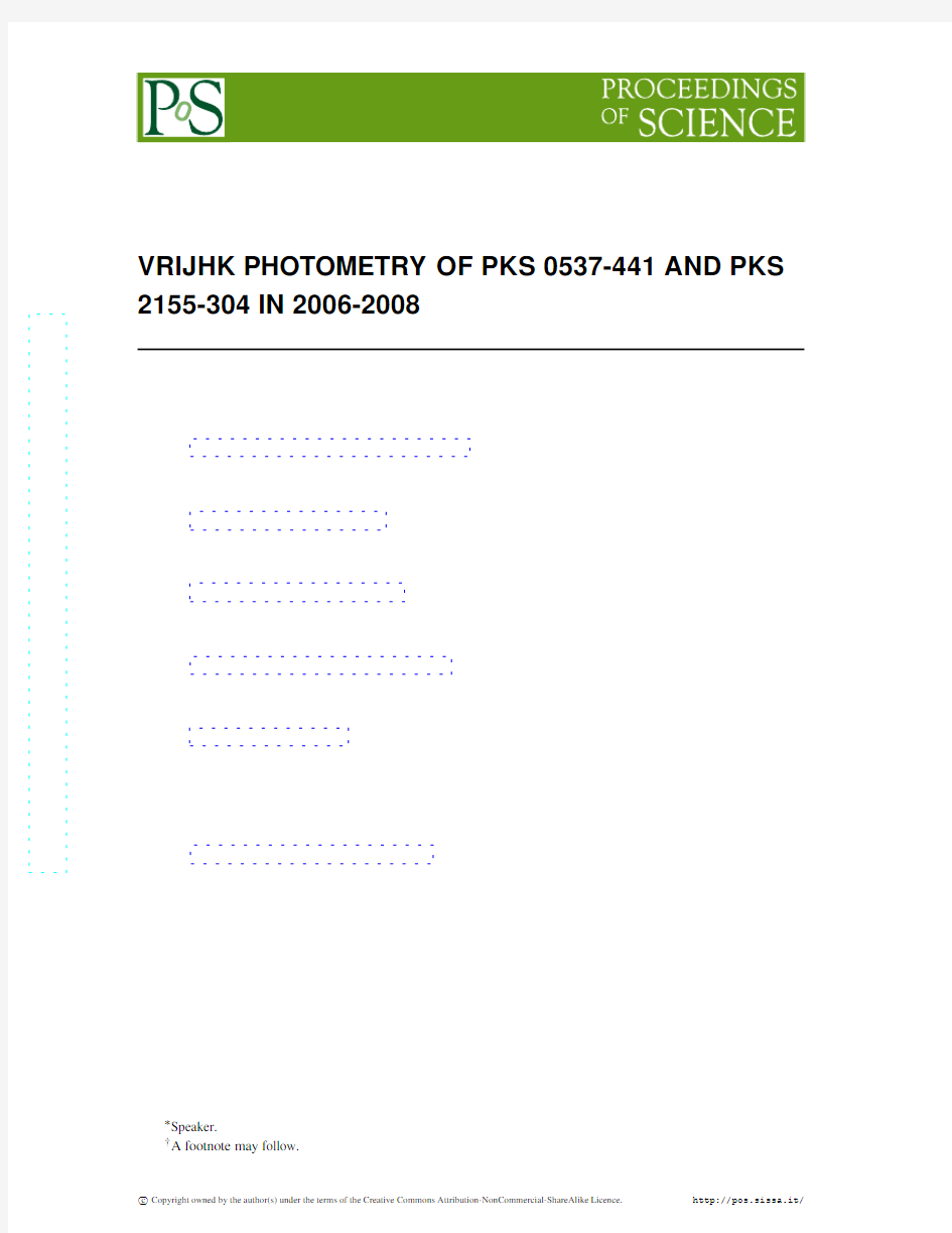 Vrijhk Photometry of PKS 0537-441 and PKS 2155-304 in 2006
