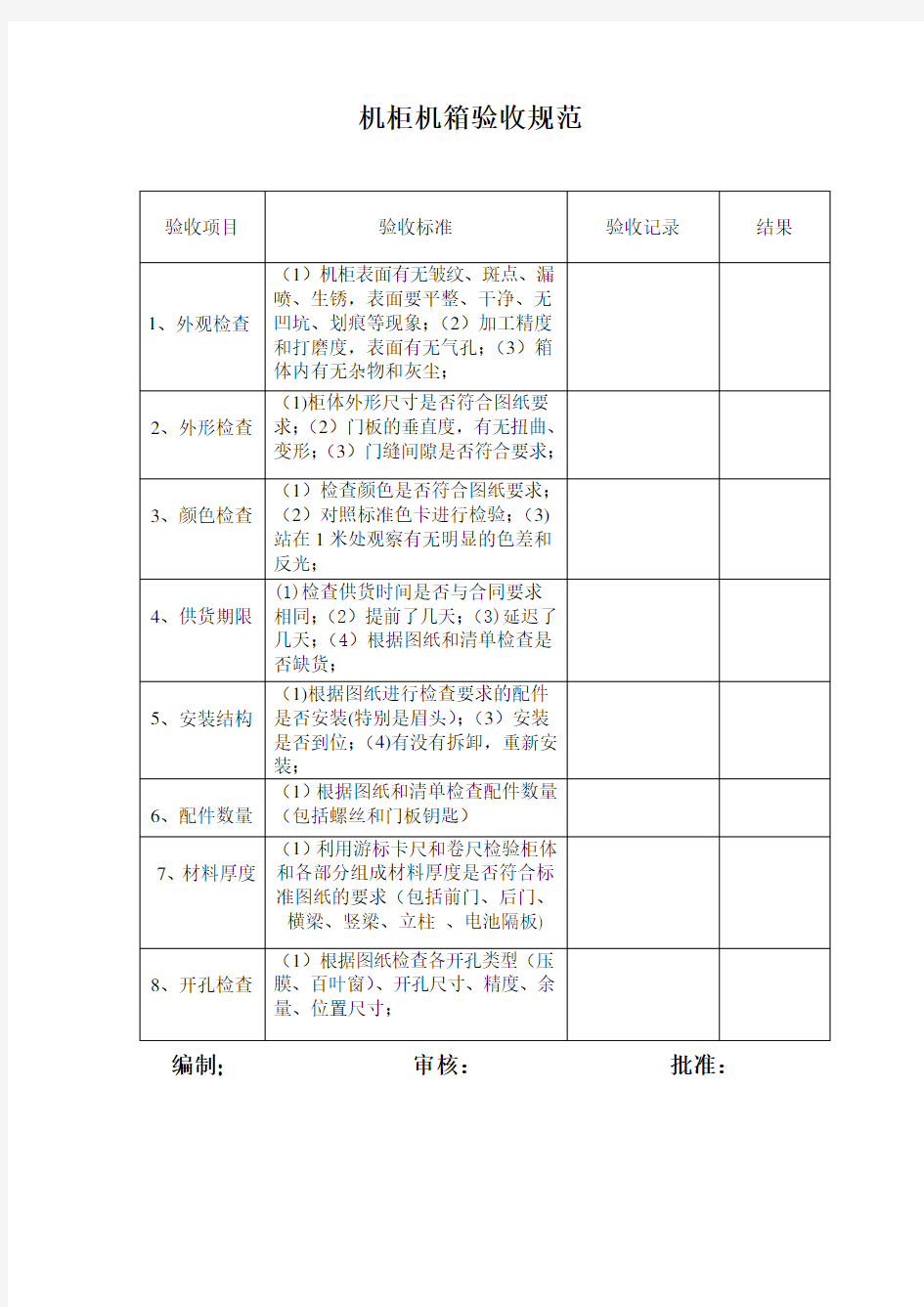 机柜验收规范