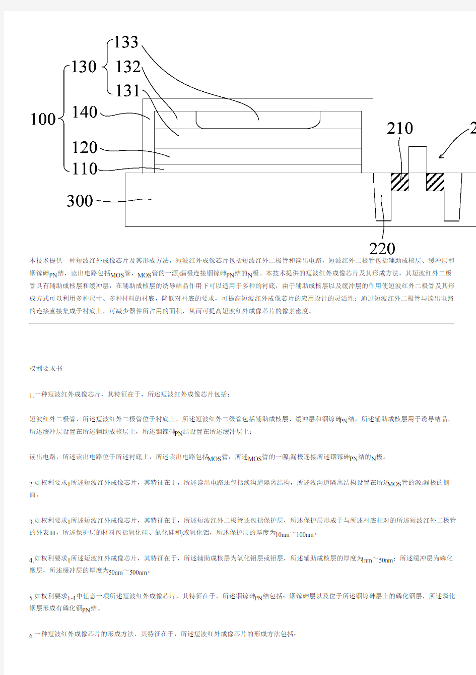 短波红外成像芯片及其形成方法与相关技术