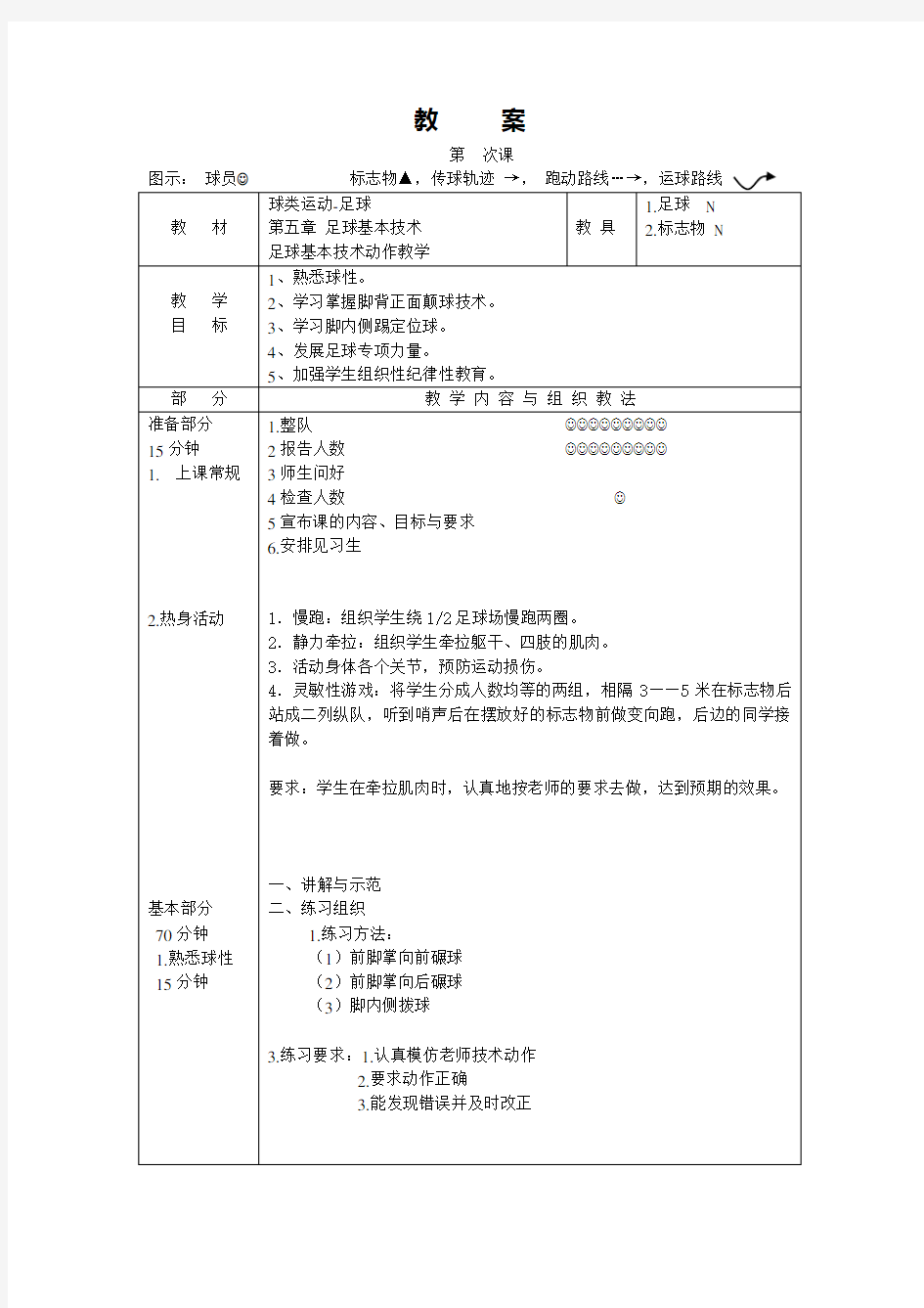 公共体育课《足球》教案设计-17课时