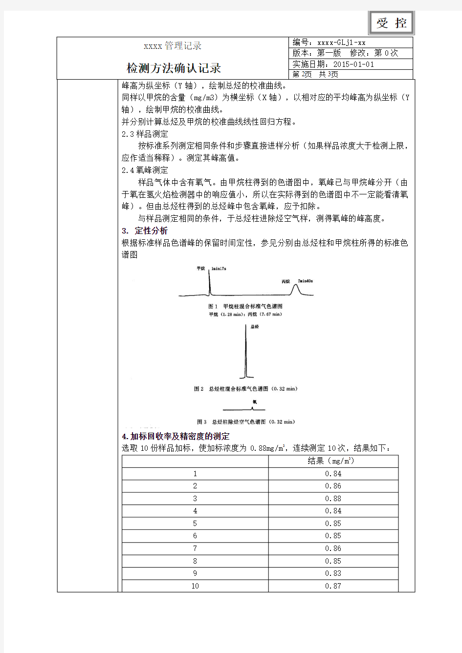 检测方法确认记录