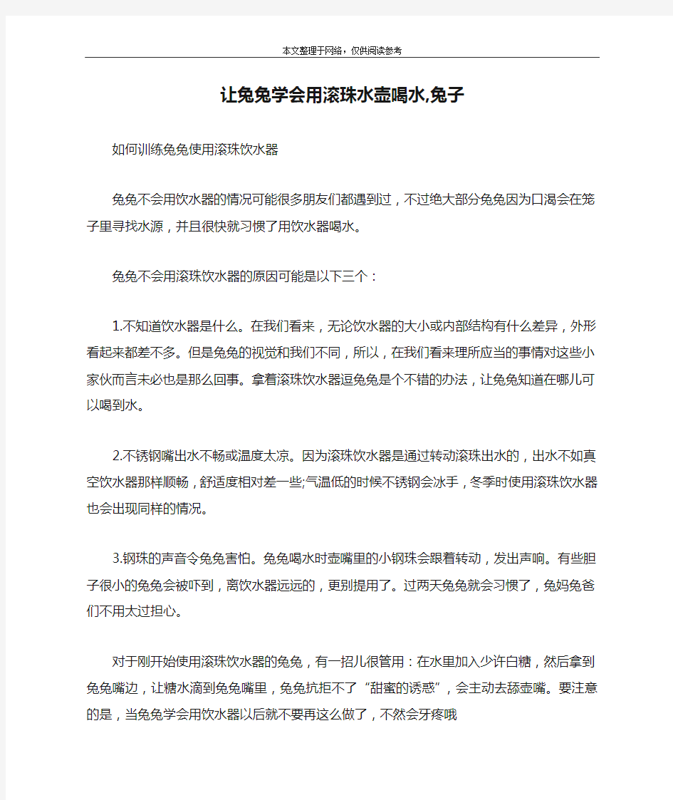 让兔兔学会用滚珠水壶喝水,兔子