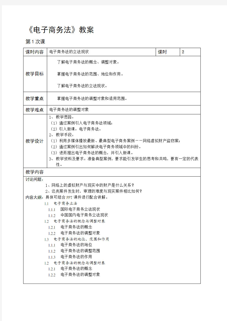 电子商务法教案