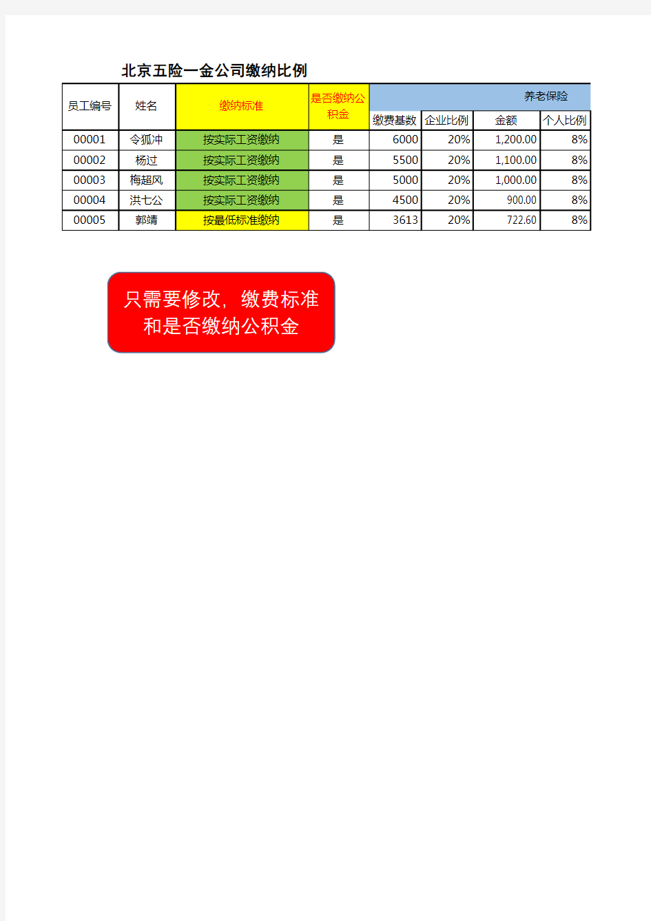 北京五险一金测算表