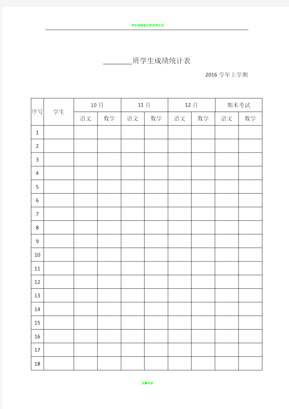 学生成绩统计表模版()