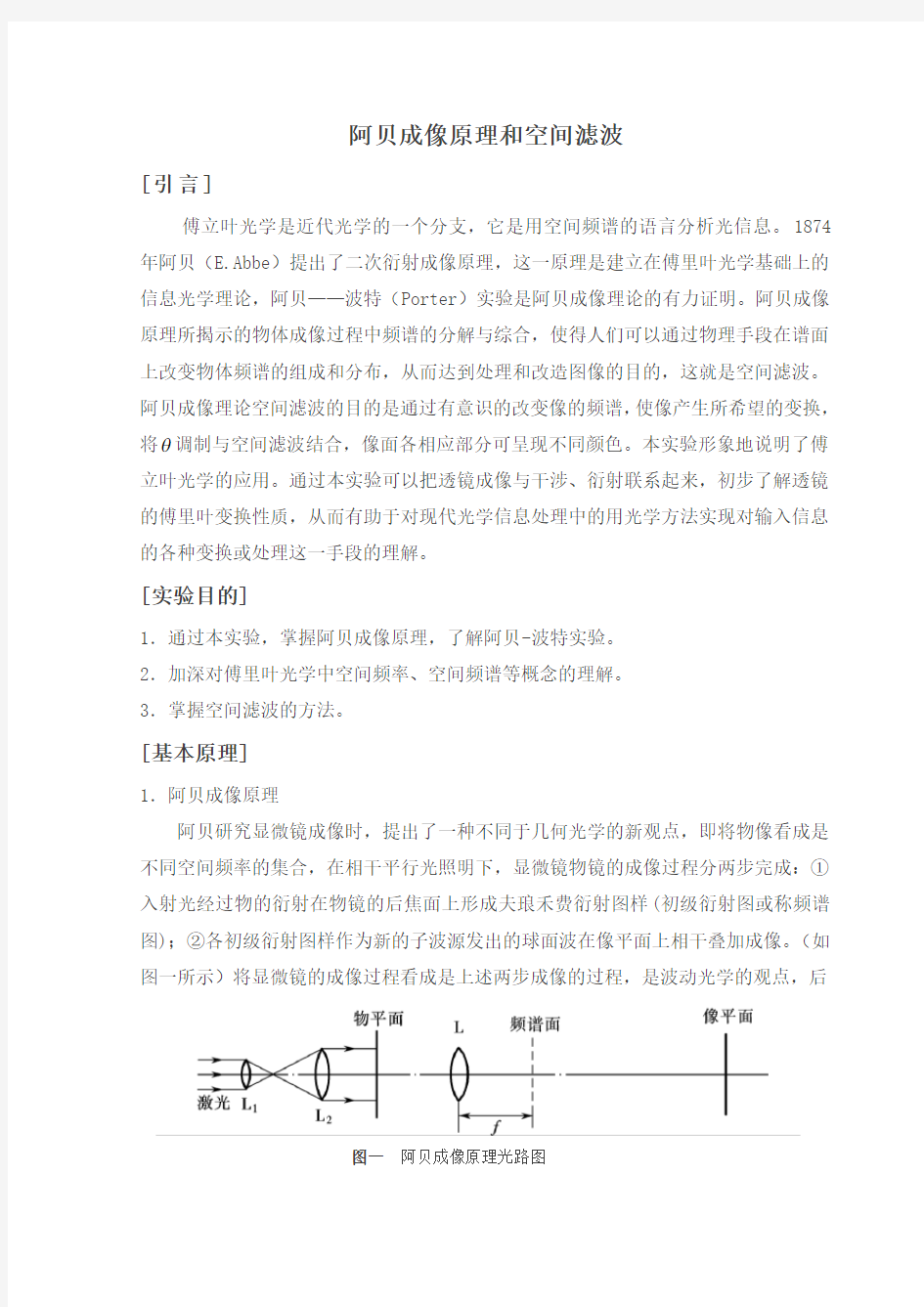 阿贝成像原理和空间滤波