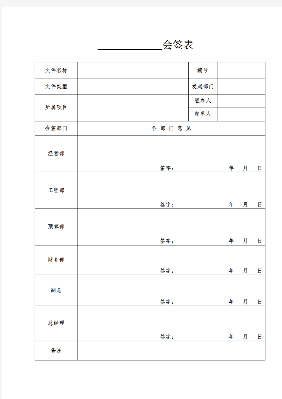 会签表范本