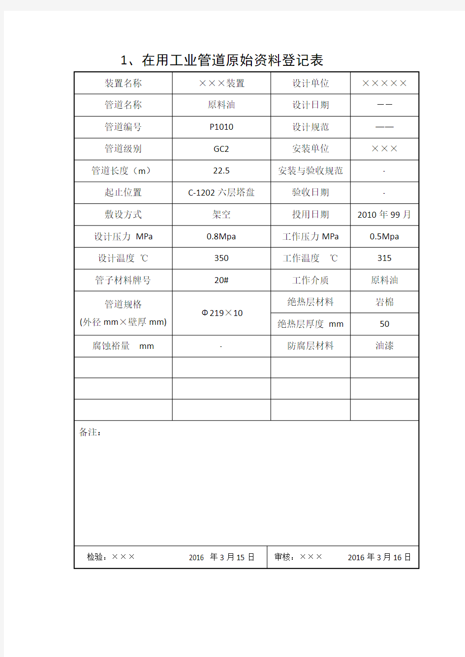 压力管道年度自查报告