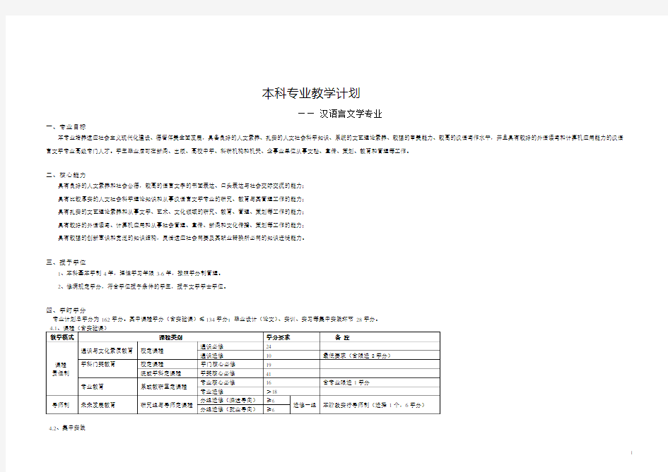 本科专业教学计划