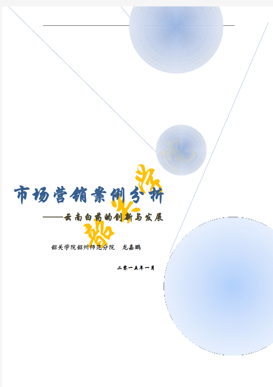 市场营销案例分析  ——云南白药的创新与发展