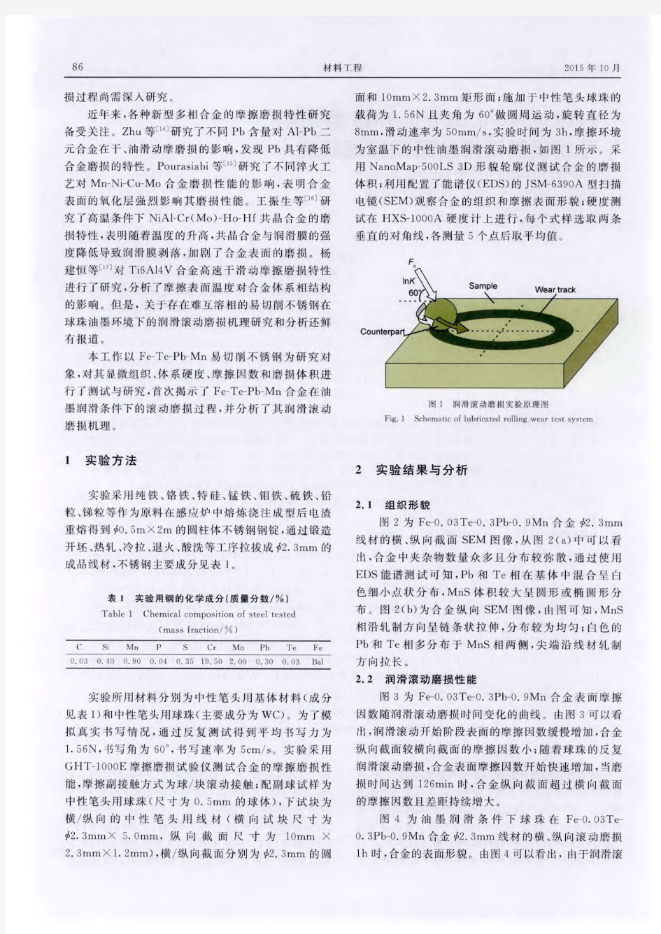 Fe-0.03Te-0.3Pb-0.9Mn易切削不锈钢润滑滚动磨损机理研究-论文