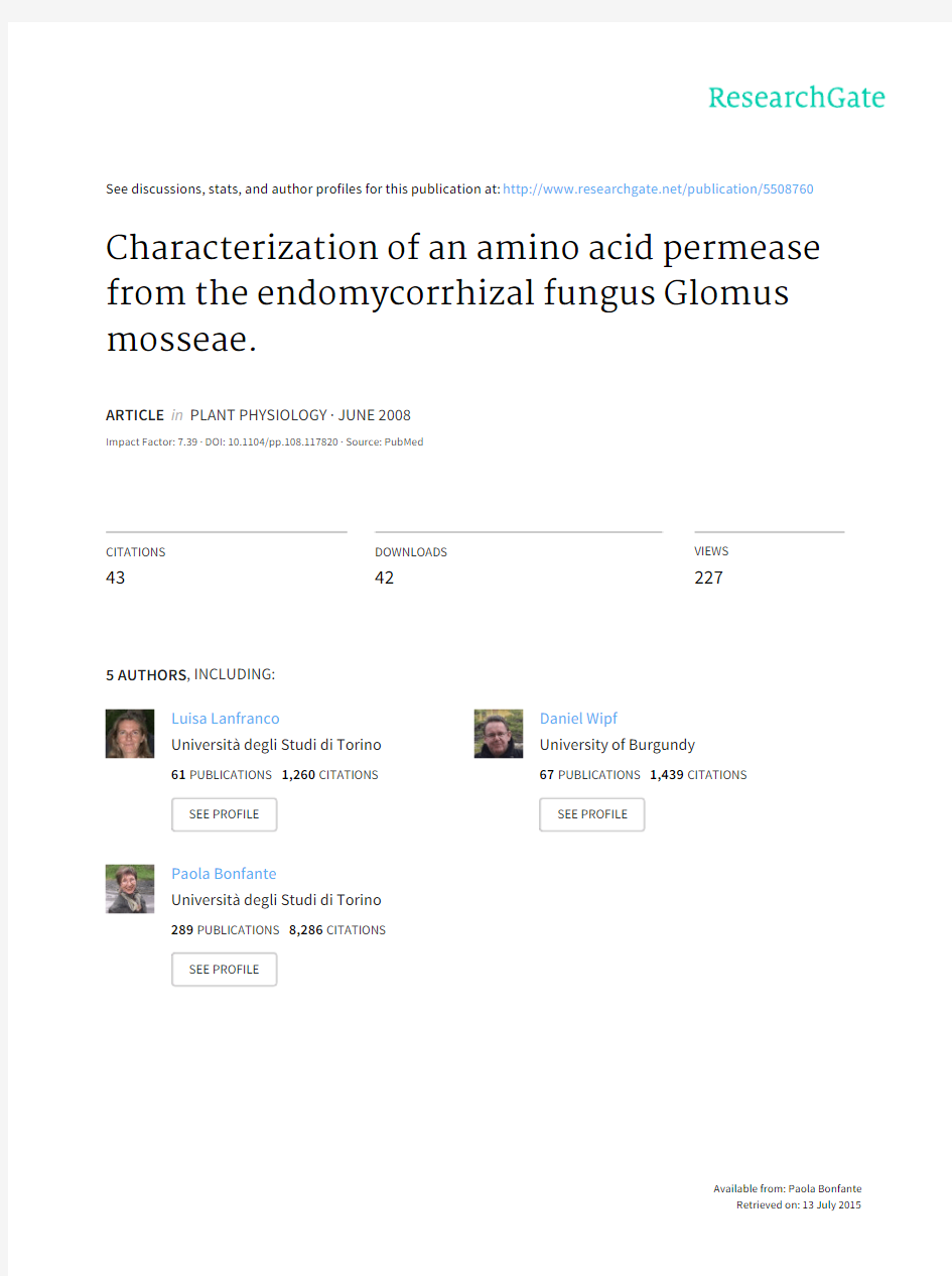 Characterization of an amino acid permease from the endomycorrhizal fungus Glomus mosseae