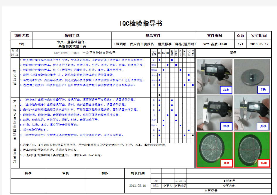 IQC检验指导书 T铁 14.02.26