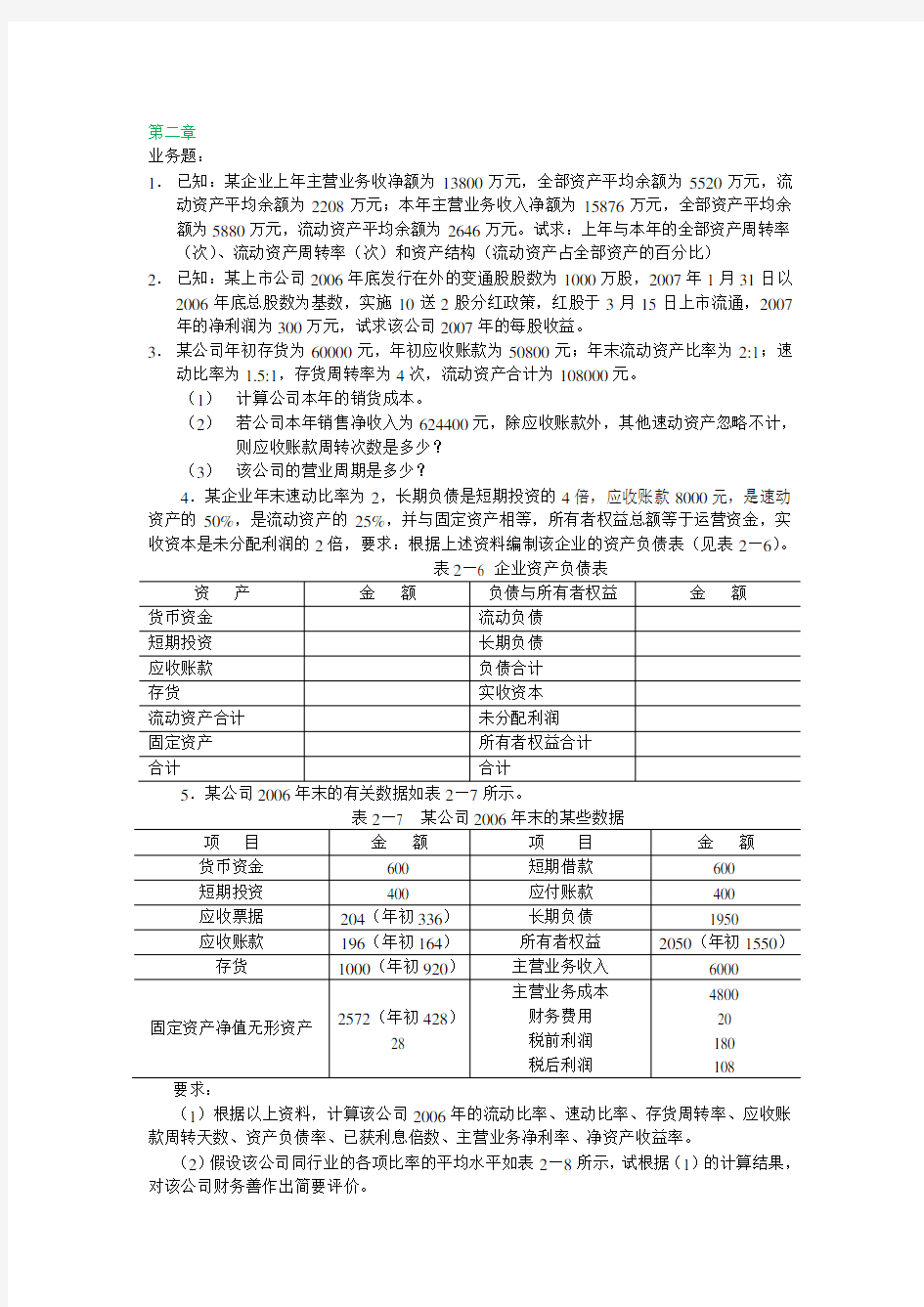 财务管理作业