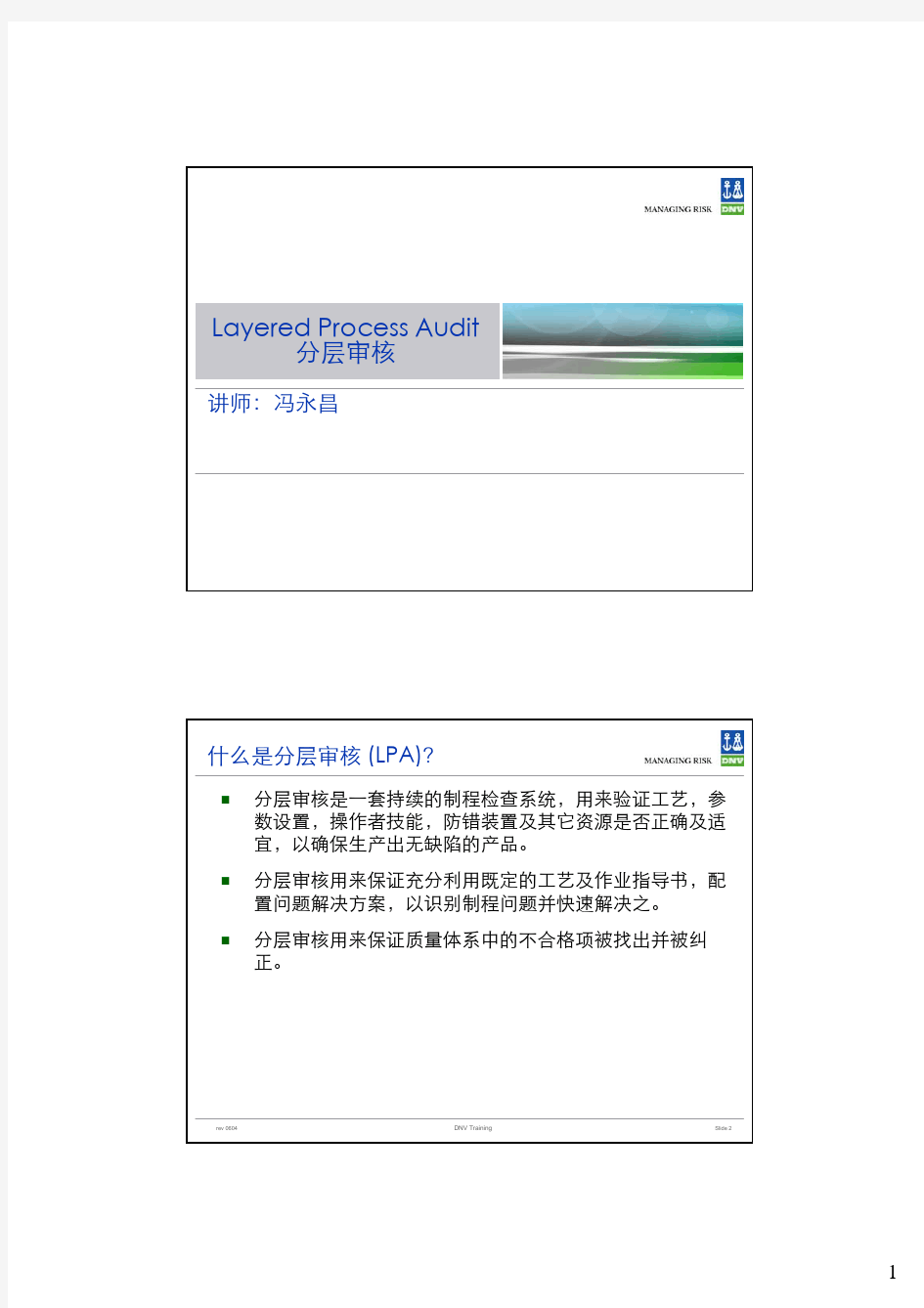 LPA 分层审核