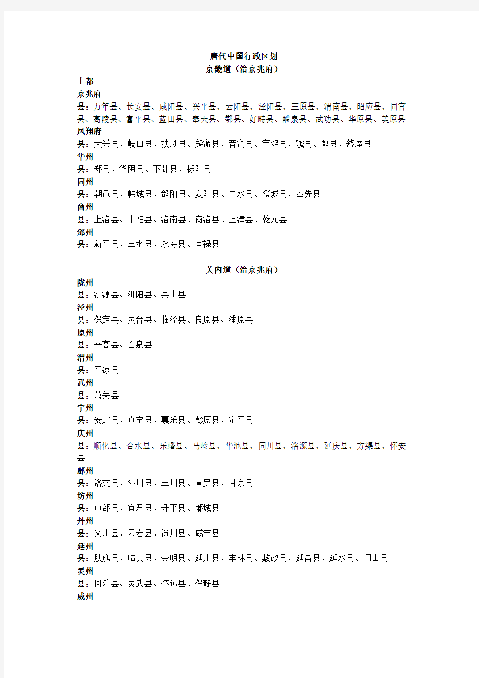 唐代中国行政区划