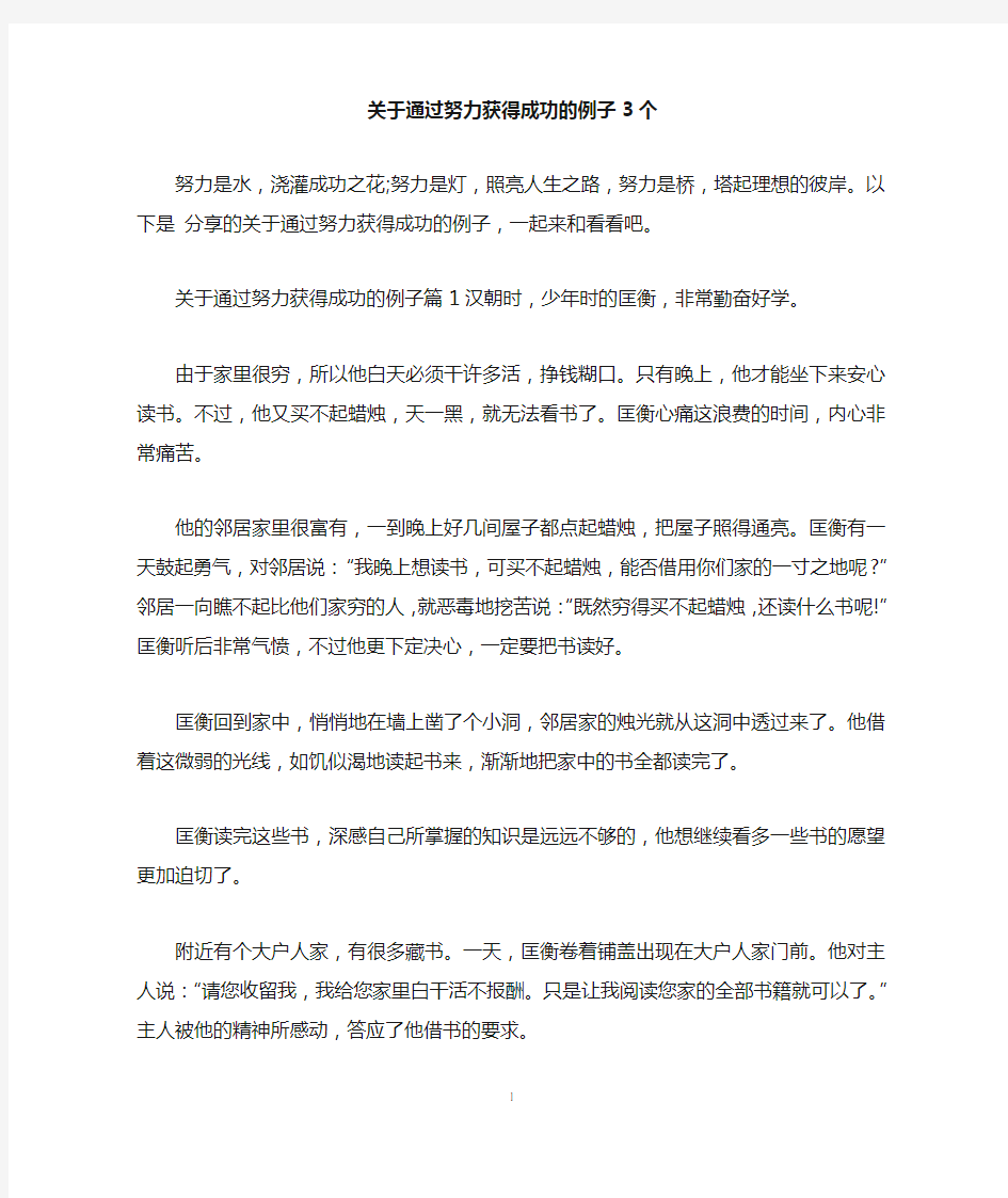 关于通过努力获得成功的例子3个