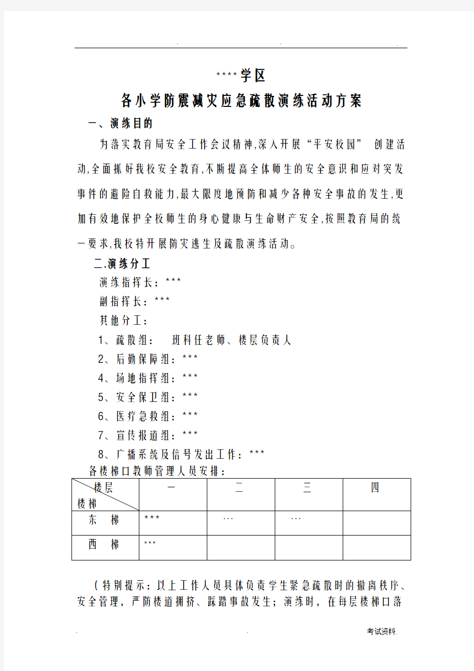 小学防震减灾应急疏散演练活动方案