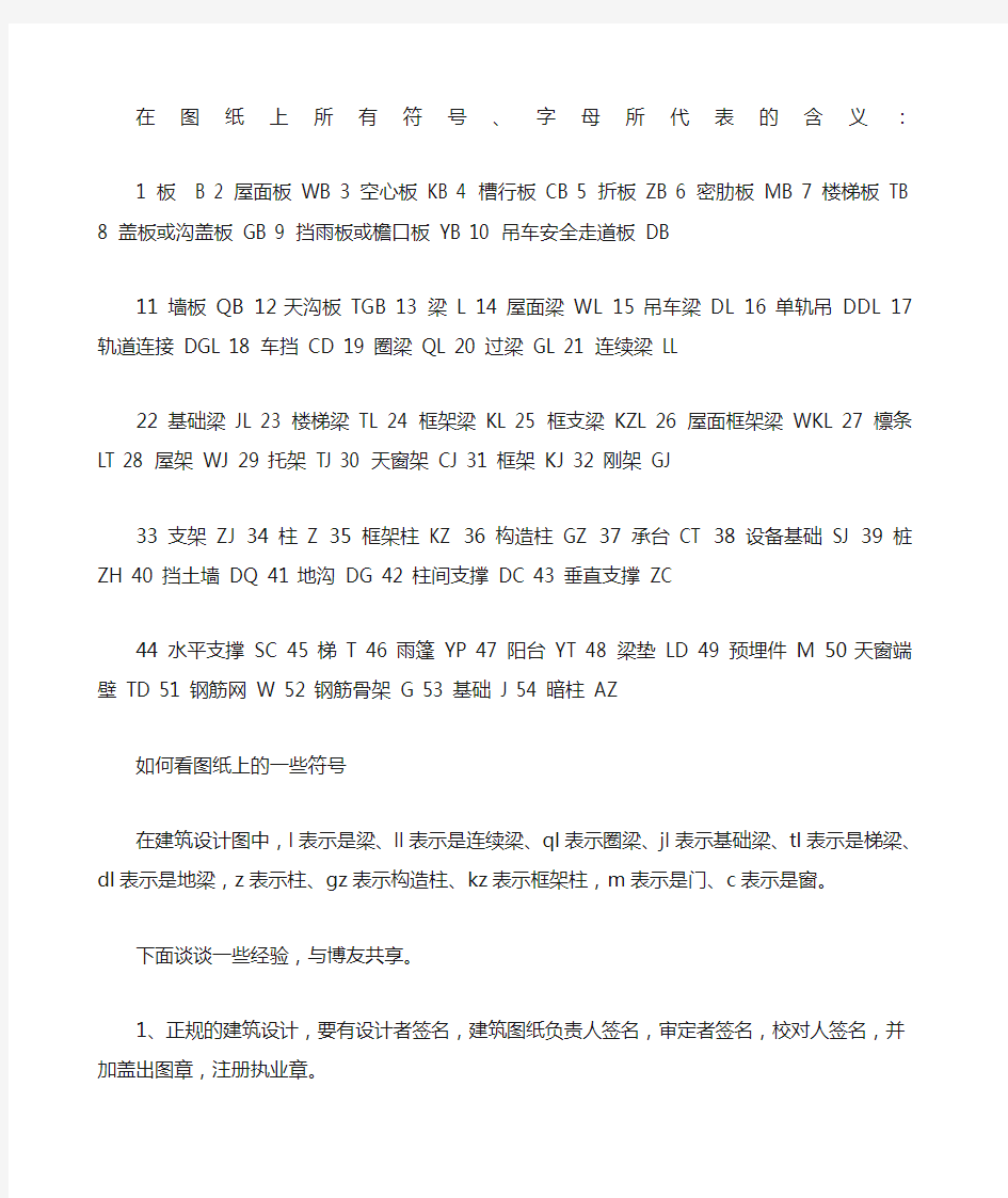 建筑图纸上所有符号 字母所代表的含义