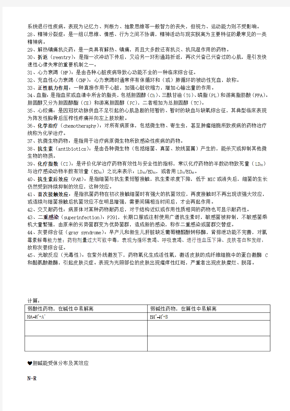 药理学复习归纳总结