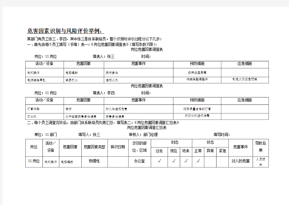 危害识别与风险评价举例