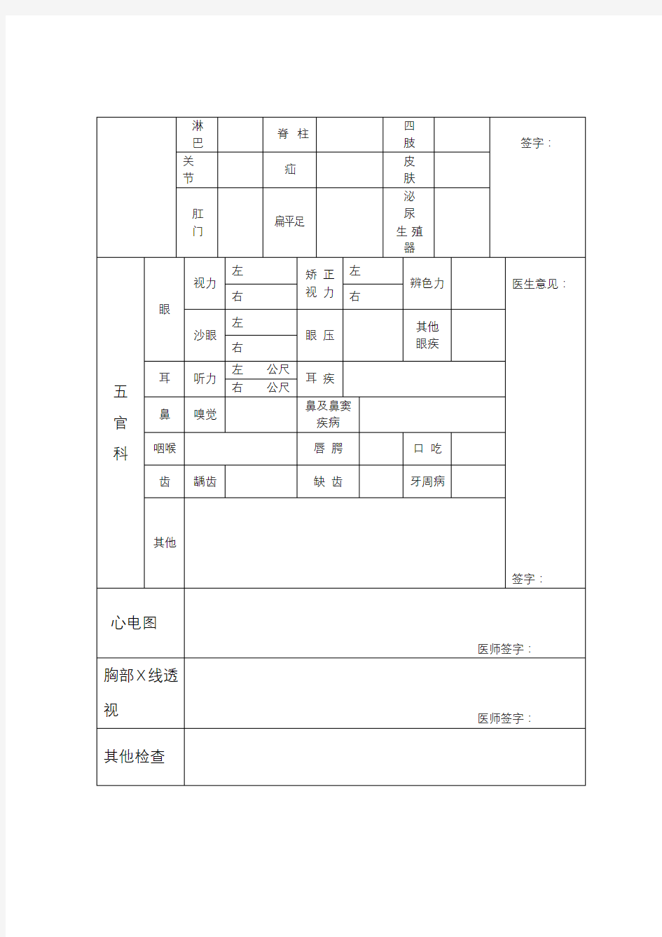 陕西省特种作业人员体格检查表【模板】