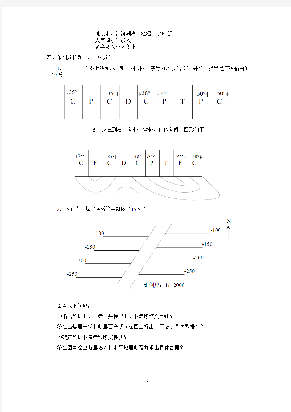 煤矿地质学试卷重点讲义资料