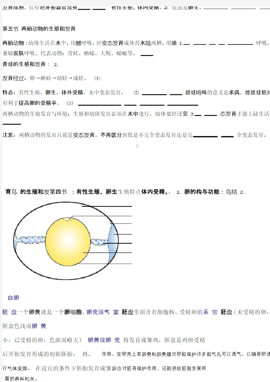 人教版八年级生物下册知识点归纳汇总