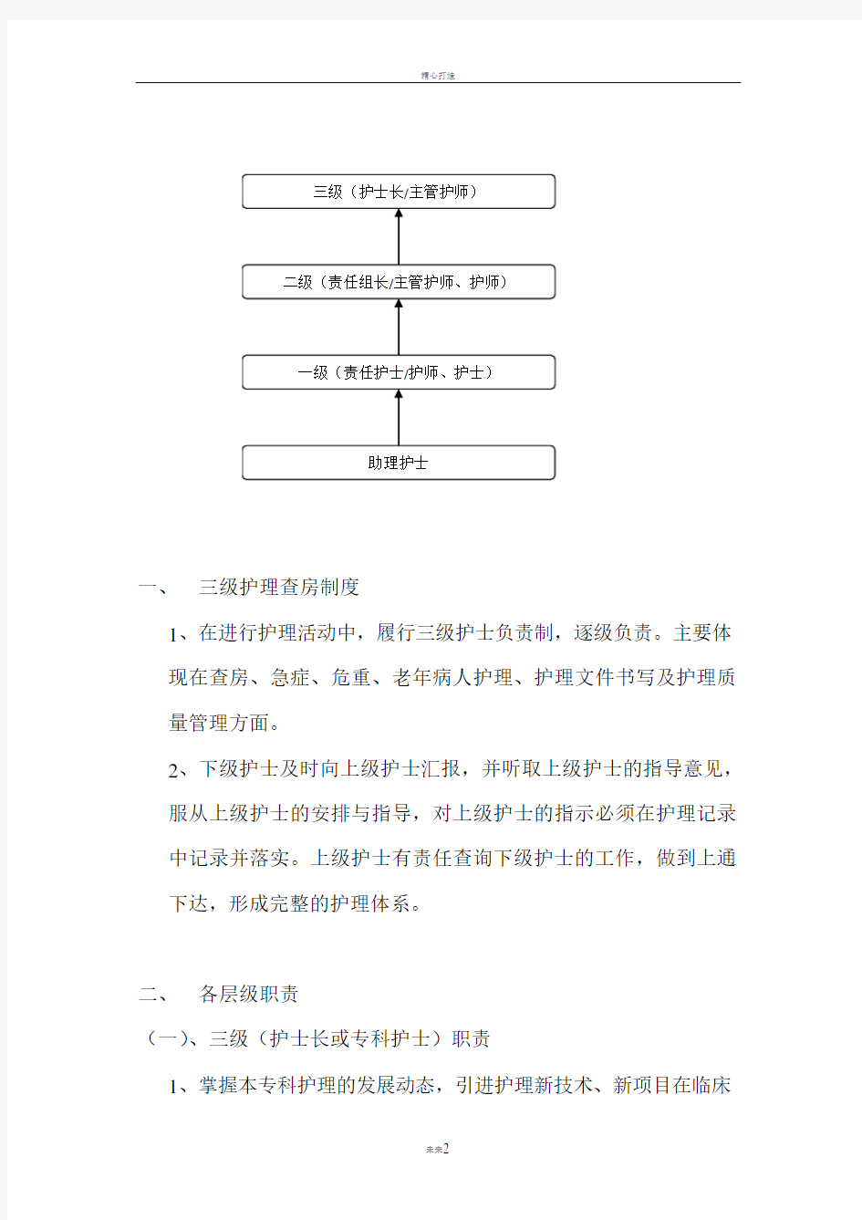 护理人员分层级管理制度和岗位职责doc