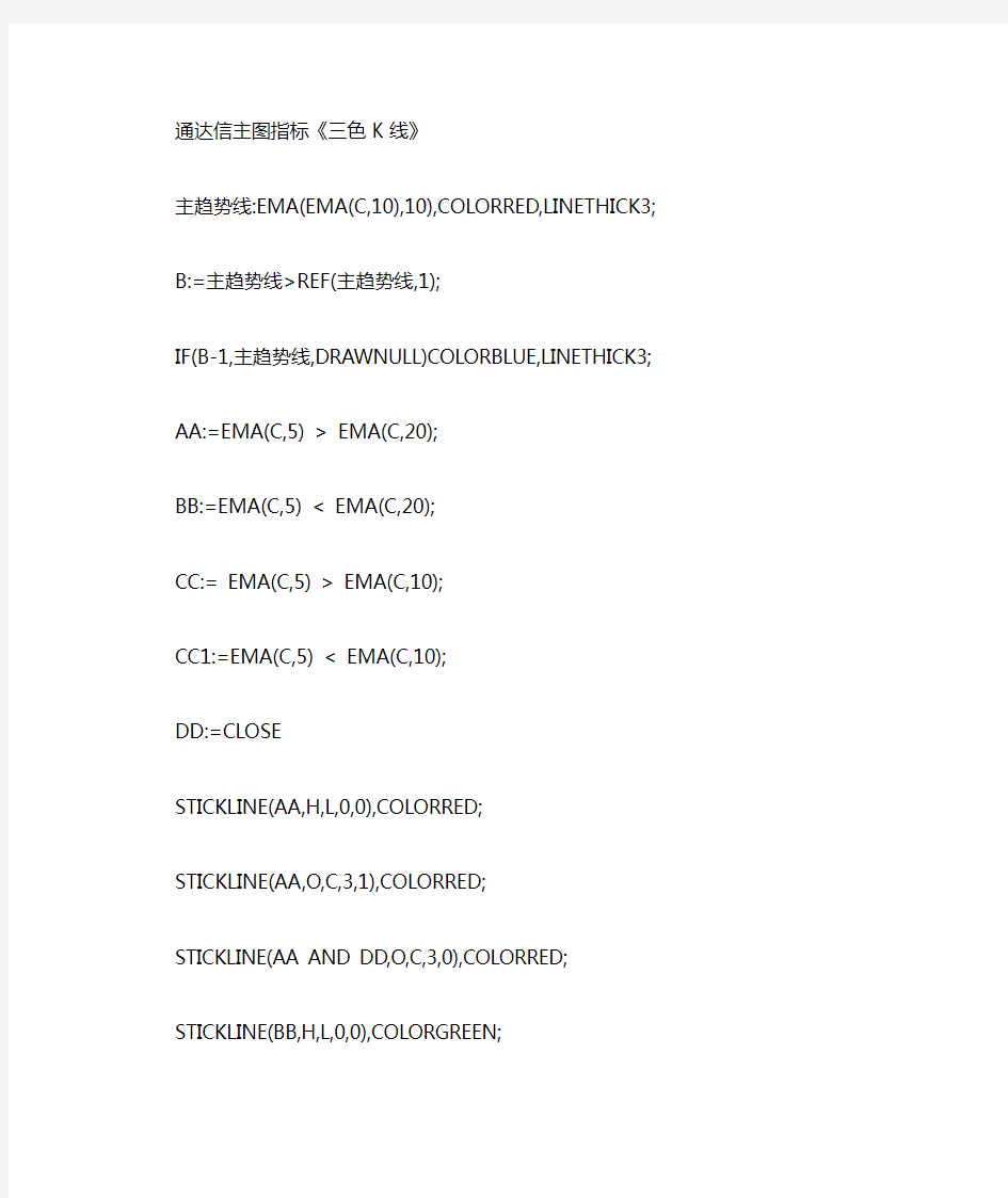 通达信公式指标主图指标《三色K线》